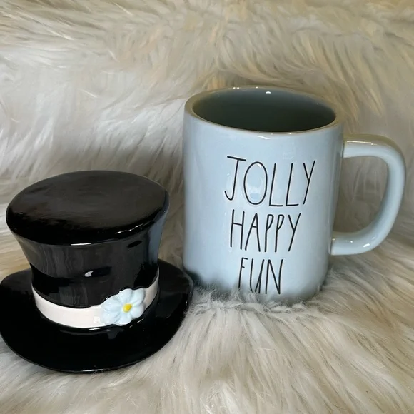 Rae Dunn Jolly Happy Fun Mug with Top Hat Toppet - Picture 2 of 4